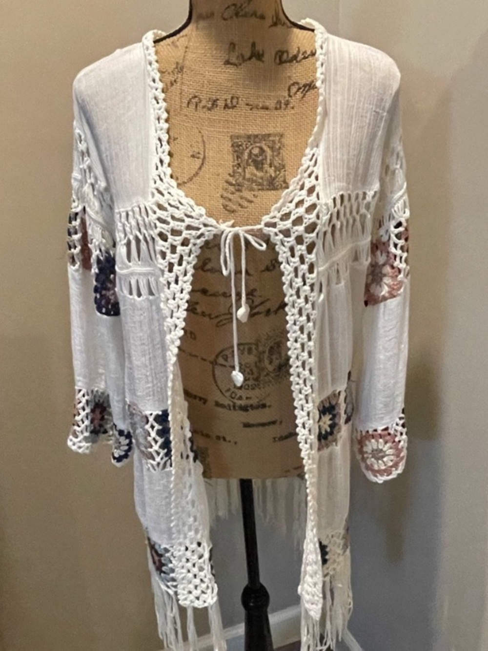 Listicle Cream Crochet Fringe Size S/M